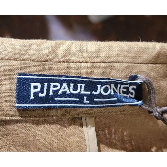 PJ Paul Jones Linen Cotton Blend Lightweight Blazer Mens Large NWT Tan Brown - Picture 7 of 7